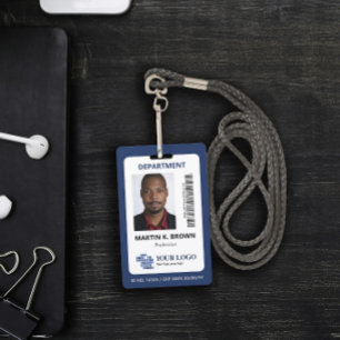 Badge Bleu Ajoutez votre logo, votre code et votre photo