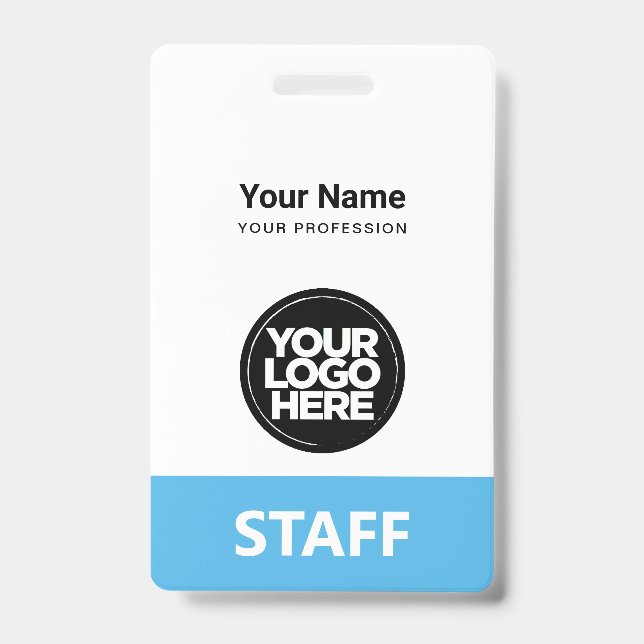 Badge Bleu clair Nom de l'employé Logo d'entreprise Étiq (Avant)