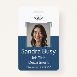 Badge Bleu Marine | Carte d'identité photo de l'employé 