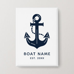 Badge Bleu marine nautique nom de bateau personnalisé