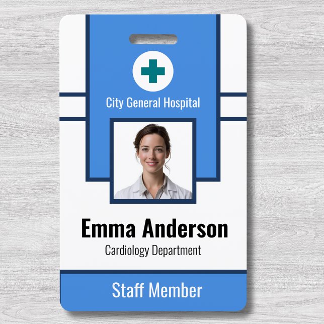 Badge Bleu | Numéro de photo de l'employé de l'hôpital - (Créateur téléchargé)