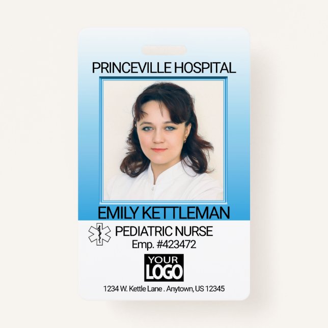 Badge Bleu - Photo Médicale - Infirmière (Devant)