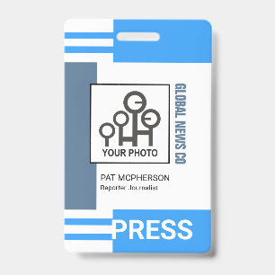 Badge Blocs de bande bleu futuriste Appuyer sur ID