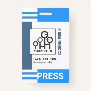 Badge Blocs de bande bleu futuriste Appuyer sur ID