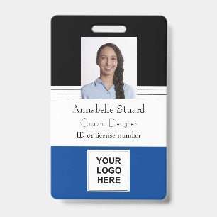 Badge Blue Black Linked Nom photo employé de l'entrepris