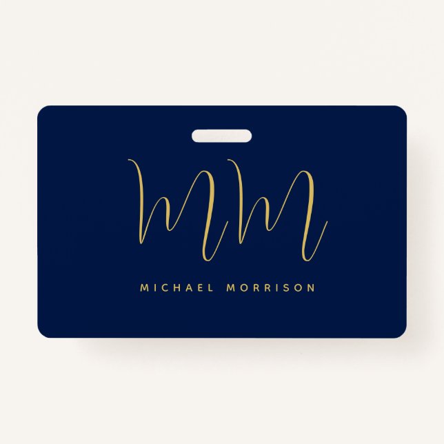 Badge Blue Gold Colours Professionnel Lettres initiales  (Devant)