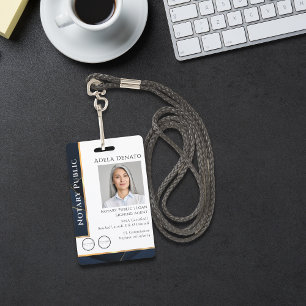 Badge Blue Gold moderne Notaire ID professionnel de luxe