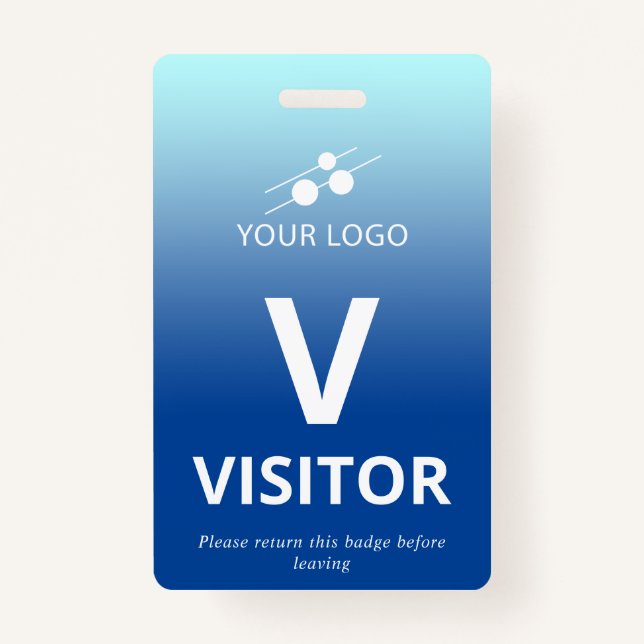 Badge Blue Gradient Ajouter votre logo Visiteur (Devant)