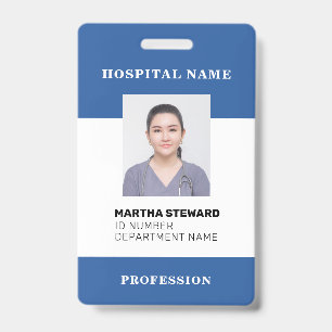 Badge Blue Hospital Nurse Médicale Employé Photo Company
