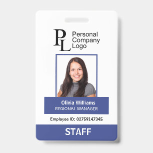 Badge BLUE Portrait personnel de l'entreprise Photo ID