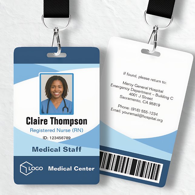 Badge Blue Wave Professional Medical Staff ID (Blue Wave Professional Medical Staff ID Badge)
