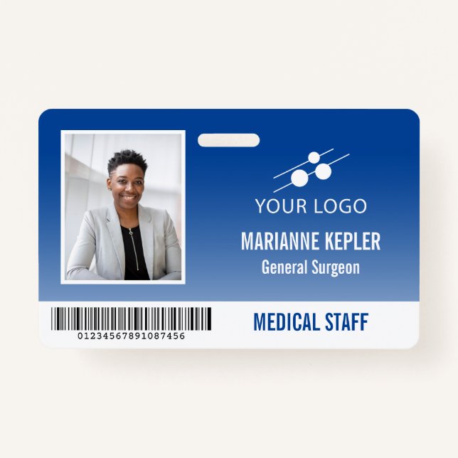 Badge Blue White Hospital Code d'employé Ajouter votre l (Devant)