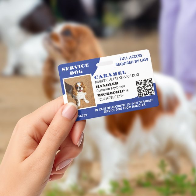 Badge Blue White Service Chien Photo ID QR Code (Créateur téléchargé)