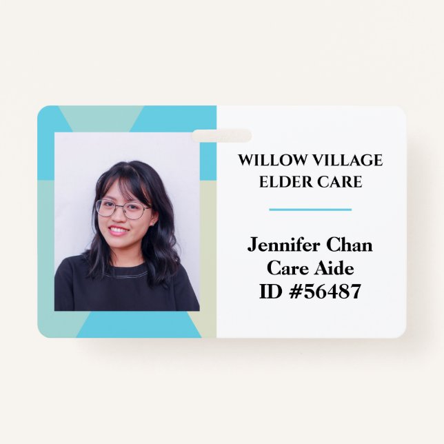 Badge Blue Yellow Staff Nom de l'employé Code photo (Devant)