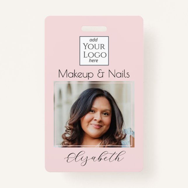 Badge Blush Pink Script Logo Photo Makeup (Devant)