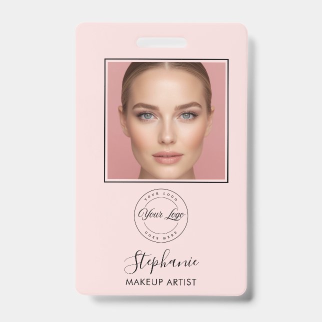 Badge Blush Pink Script Logo Photo Makeup (Face)