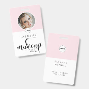 Badge Blush Rose Blanc Élégant ID de photographe Maquill