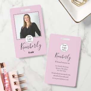Badge Blush rose écriture Logo Photo coiffure