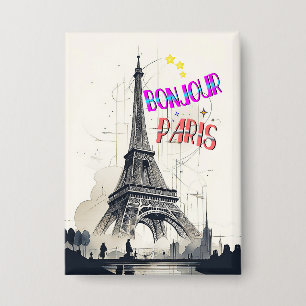 Badge Bonjour Coloré Paris