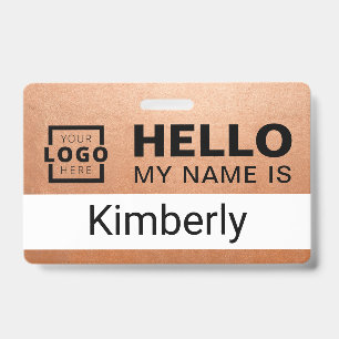 Badge Bonjour, je m'appelle - Nom d'employé d'entreprise