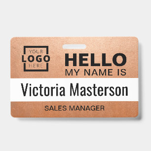 Badge Bonjour, je m'appelle - Nom d'employé d'entreprise