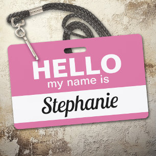 Badge Bonjour, je m'appelle - Rose - Nom de l'employé pe
