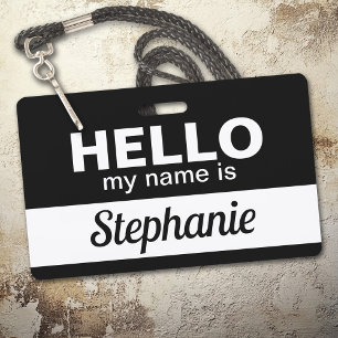 Badge Bonjour, je m'appelle Script de nom d'employé pers