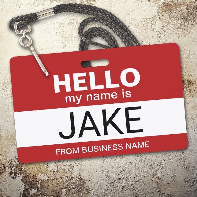 Badge Bonjour Mon nom est Jake - drôle costume halloween (Hello Name Badge with Custom Name)