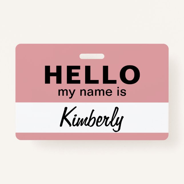 Badge Bonjour Mon Nom Est - Script Personnalisé Nom De L (Devant)