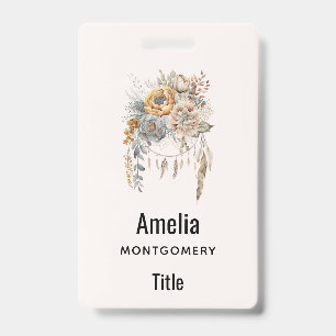 Badge Bouquet de fleurs bohème et attrape-rêves