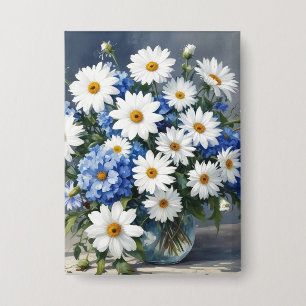 Badge Bouquet de fleurs Élégantes marguerites Aquarelle