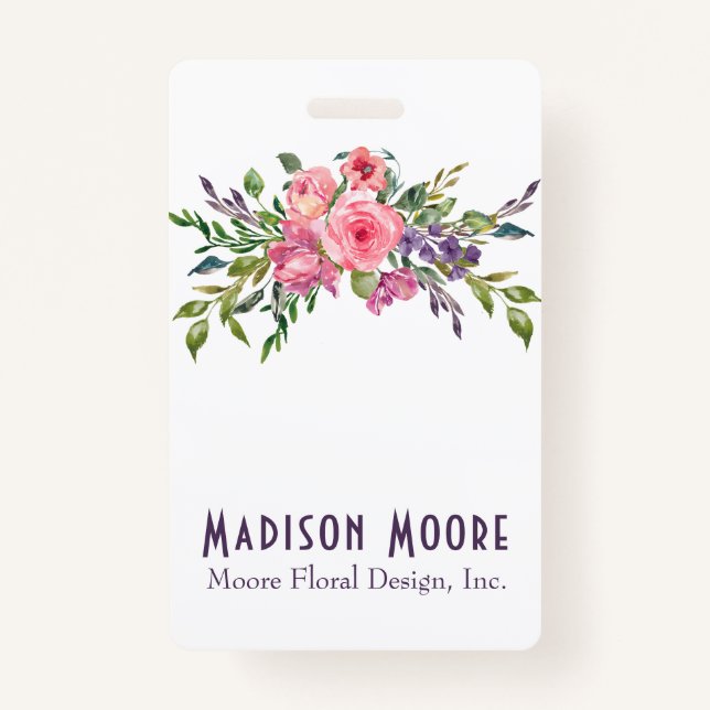 Badge Bouquet floral lavande et rose (Devant)