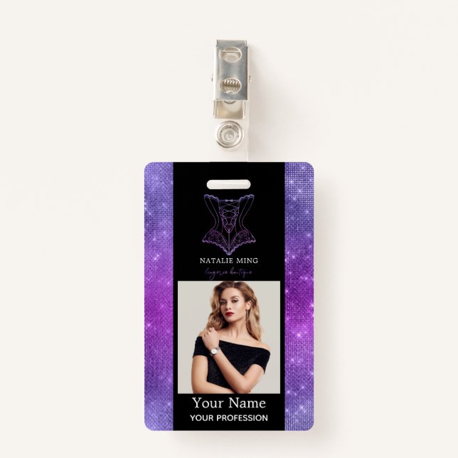 Badge Boutique de lingerie d'affaires photo de l'employé (Devant avec clip)