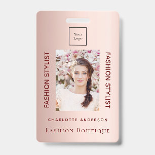Badge Boutique de mode employé photo rose or luxueux