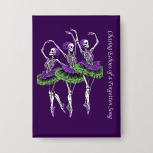 Badge Bouton de Ballerine Squelette Violet Vert Artistiq