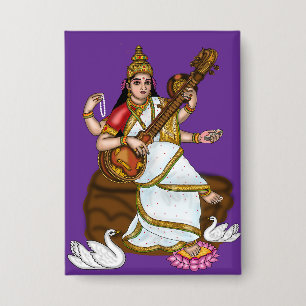 Badge Bouton de la déesse Saraswati
