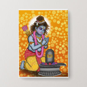 Badge Bouton de l'enfant Rama adorant Shiva