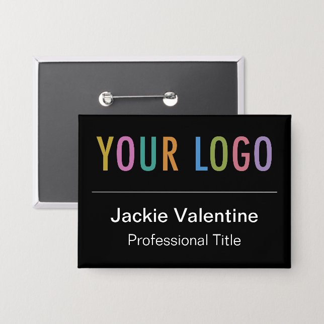 Badge Bouton de nom de l'employé avec logo (Recto/Verso)