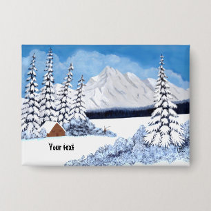 Badge Bouton d'hiver enneigé avec texte personnalisable