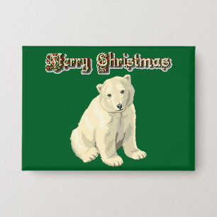Badge Bouton d'ours polaire de Joyeux Noël
