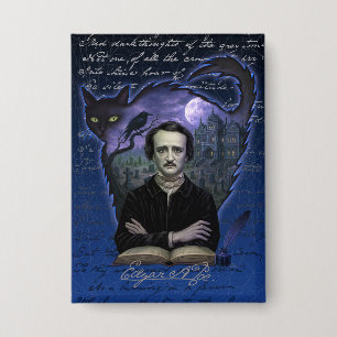 Badge Bouton Edgar Allan Poe Gothique Corbeau
