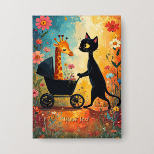 Badge Bouton Girafe Chat Mignon