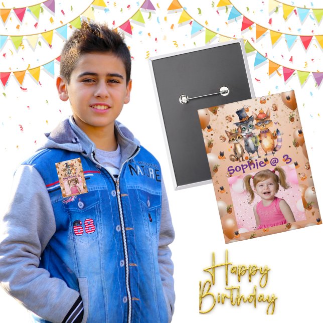 Badge Bouton Parti Anniversaire de enfant Animaux éffray (Créateur téléchargé)