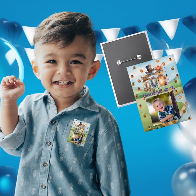 Badge Bouton Parti Anniversaire de enfant Animaux éffray (Créateur téléchargé)