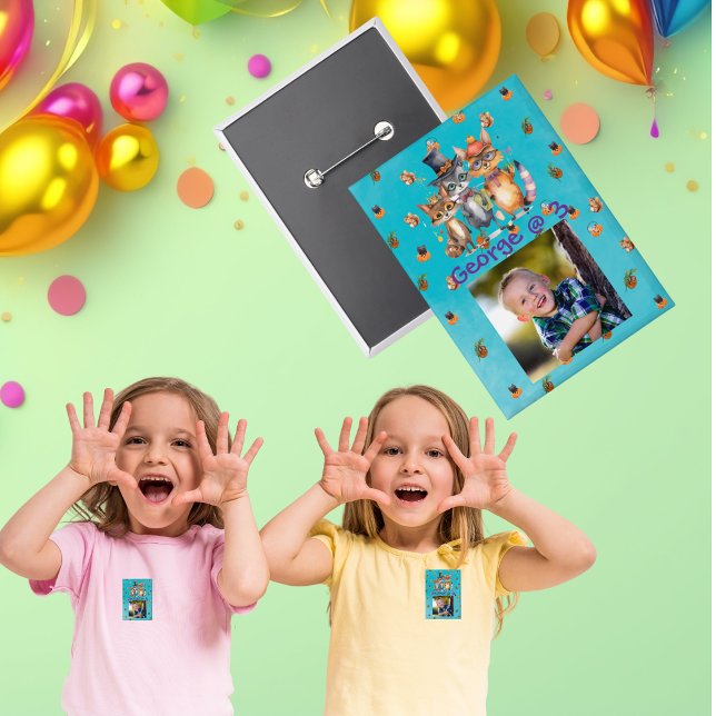 Badge Bouton Parti Anniversaire de enfant Animaux éffray (Créateur téléchargé)