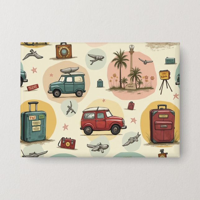 Badge Boutons Motif Vintage voyage (Recto)