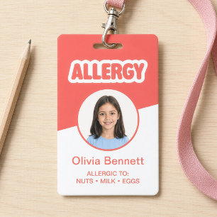 Badge Bracelet d'alerte d'allergie alimentaire pour enfa