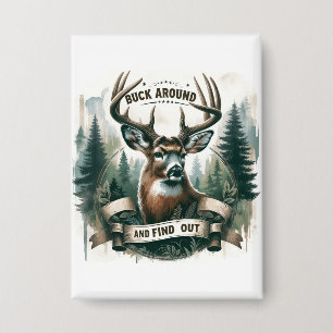 Badge Buck Autour Et Découvrir, Saison De Chasse Aux Cer