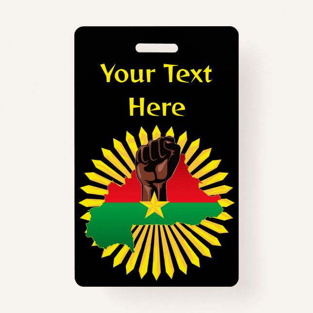 Badge Burkina Faso Carte, drapeau et première révolution (Devant)