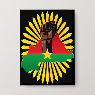 Badge Burkina Faso Carte, drapeau et première révolution